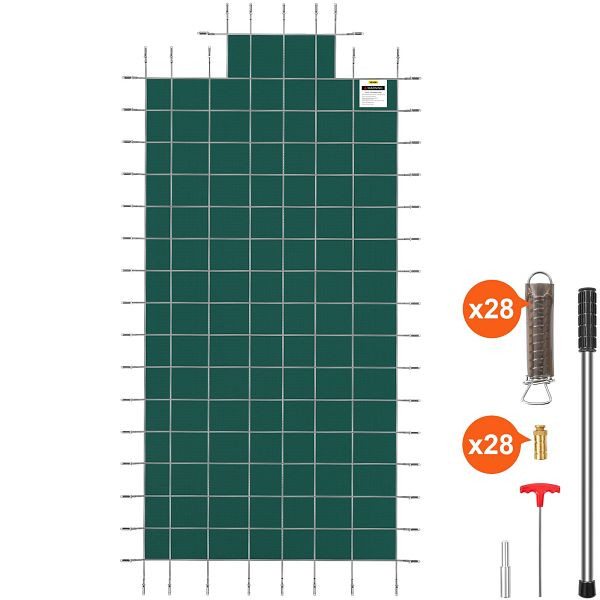 VEVOR Rechteckige Sicherheits-Poolabdeckung, 16 x 32 Fuß, grüner Stufenabschnitt, 4 x 8 Fuß, für den Winter im Freien, YYCM16X32JZYTYCG1V0