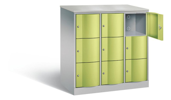 C+P XL-Schließfachschrank Resisto, H1255xB1148xT640mm, Farbe: Weißaluminium / Viridingrün, 8573-373 S10161
