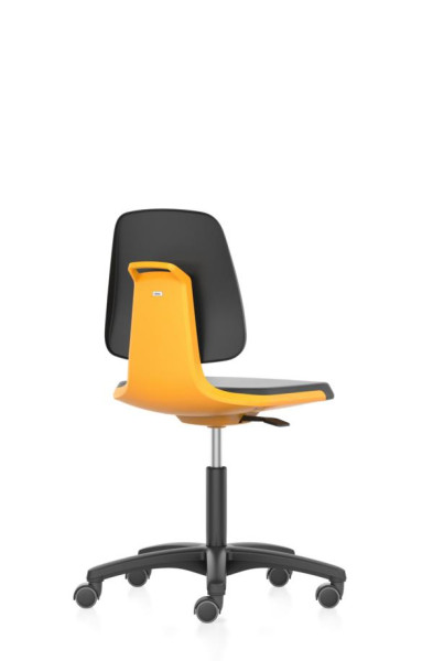 bimos Arbeitsstuhl Labsit mit Rollen, Sitzhöhe 450-650 mm, PU-Schaum, Sitzschale orange, 9123-2000-3279