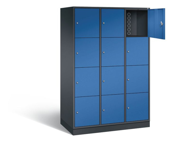 C+P XL-Schließfachschrank Intro, H1950xB1220xT590mm, Farbe: Schwarzgrau / Enzianblau, 8470-303 S10078