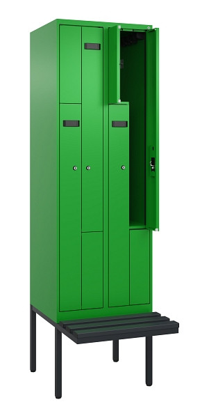 C+P Z-Spind Evolo PLUS, Bank, 4 Fächer, 2120x600x815mm, 6037/6037, Zylinderschloss, Material Sitzfläche Kunststoff, 0490437-204 S10107