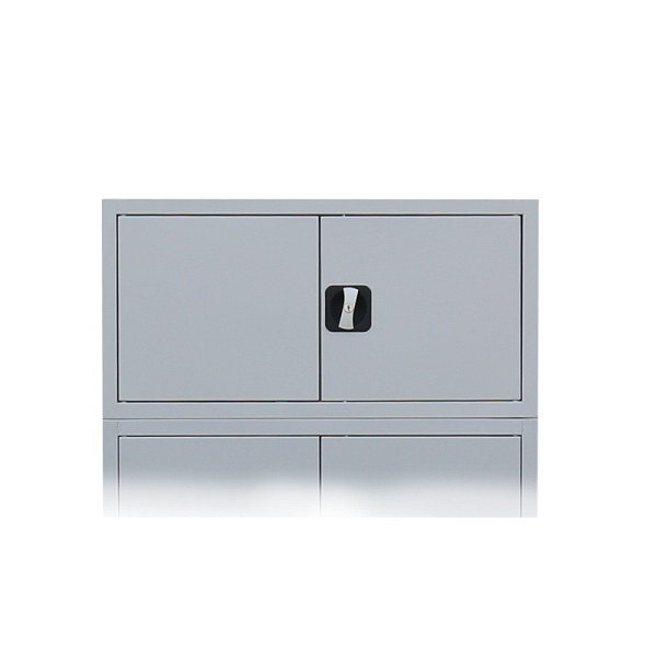 Lüllmann Aufsatzschrank mit Flügeltüren und Zylinderschloss mit Drehgriff, 450 x 800 x 383 mm, lichtgrau, 531110