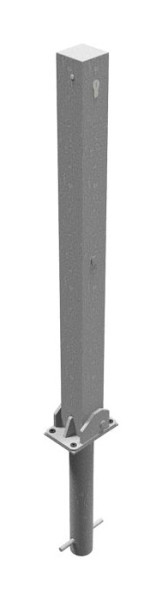 Schake Absperrpfosten Stahlrohr 70 x 70 mm umlegbar, mit Profilzylinderschloss, zum Einbetonieren mit Bodenhülse, 470UZH