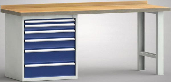 KLW Profi-Werkbank - 2000 x 700 x 845 mm, links BGA (725 x 605 mm B x T): 50EA/75EA/100EA/125EA/175EA/175EA R: U-Hut-Fußelement, WP523N-2000M45-E7023