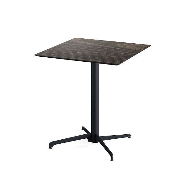 Feros X Cross Terrassentisch Schwarz gestell + Riverwashed Wood HPL 70x70 cm, 110031477