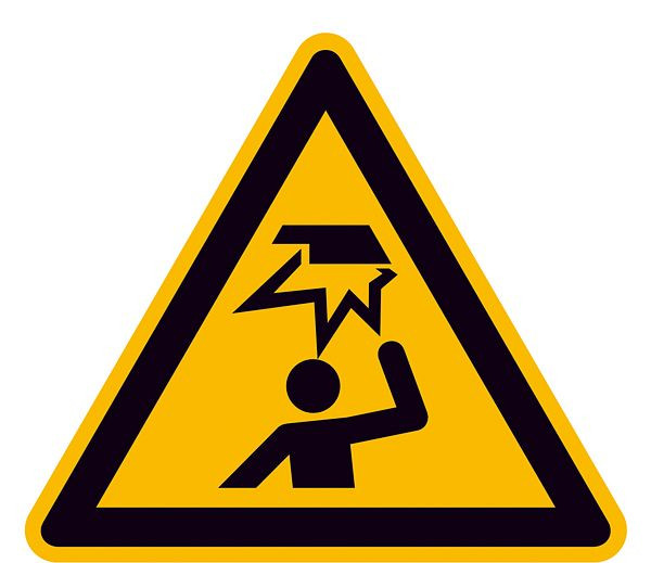 SafetyMarking Warnschild, Warnung vor Hindernissen im Kopfbereich, Länge 10 cm, Folie, selbstklebend, 21.A8210