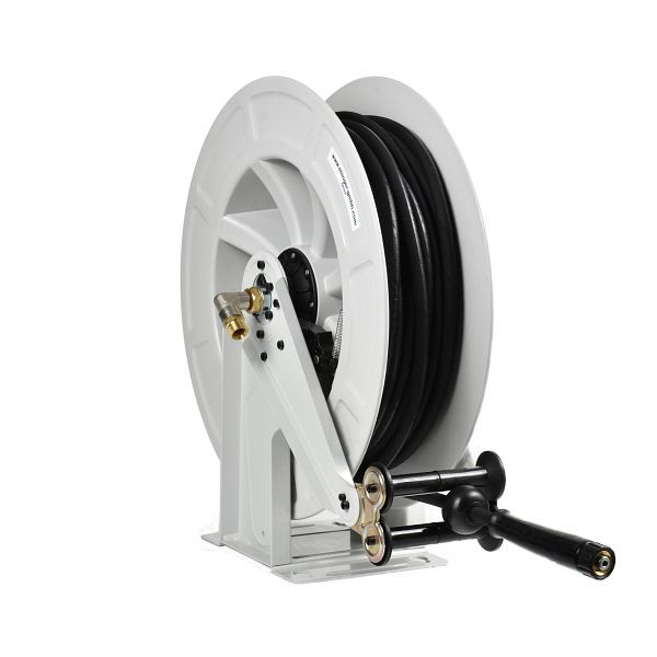 Ebinger Schlauchaufroller OSK 500 mit ABS-Kunststoffgehäuse, Rahmen Achse Stahl lackiert, Medium: Hochdruck 400, 25m Schlauch blau, ID: 10 mm, 3.500.404