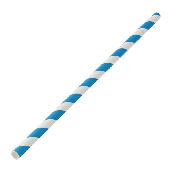 Utopia Biologisch abbaubare Papierstrohhalme mit Blaue Streifen (250er Pack) (250 Stück), DW198