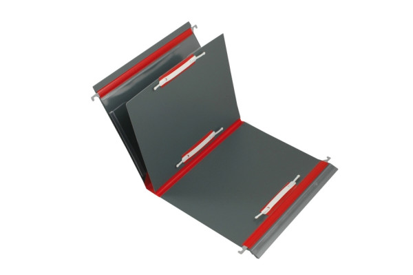 BOI 3-Deckel-Dokumentationsmappe O-B.3, grau /rot, mit 2-Ring-Mechanik, 9208-00476