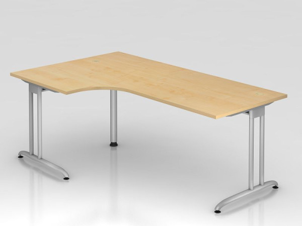 Hammerbacher Winkeltisch C-Fuß 200x120cm 90° Ahorn, Winkelform 90°, horizontale Kabelwanne, links oder rechts montierbar, VBS82/3/S