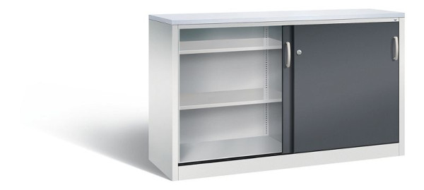 C+P Sideboard mit Schiebetüren Acurado, H1000xB1600xT500mm, Farbe: Lichtgrau / Schwarzgrau, Bügelgriff, 2156-00 S10096