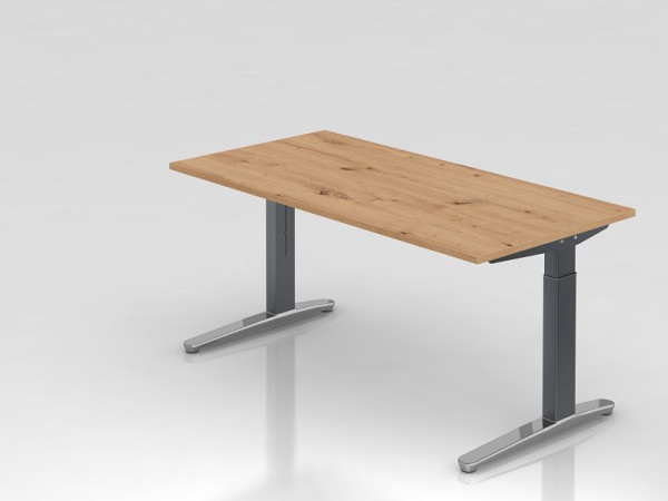 Hammerbacher Schreibtisch XB16, 160 x 80 cm, Platte: Asteiche, 25 mm dick, 2 mm ABS-Kante, Rechteckform, poliert, VXB16/R/GC