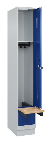 C+P Spind Evolo PLUS, 1 Abteile, 1950x300x815mm, 7035/5010, Drehriegel, 049040-10 S10006
