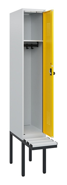 C+P Spind Evolo PLUS, 1 Abteil, 1950x300x815mm, 7035/1023, Drehriegel, Sitzfläche Kunststoff, 0490405-10 S10055