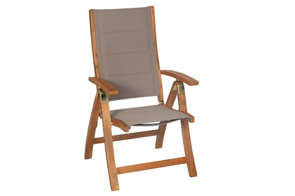 Merxx Acapulco Klappsessel, gepadded, Rückenlehne 5-fach verstellbar, FSC Akazinholz mit Textilbespannung, 23330-309