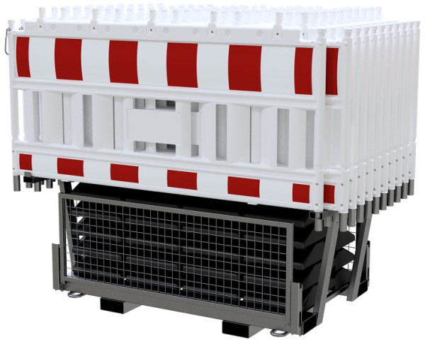 Schake Absperrschrankengitter SET 4, 1x Twinpalette, 20x Absperrschrankengitter NOX LIGHT, mit Lampenadapter, Folie rot/weiß, 33520KA2-SET4