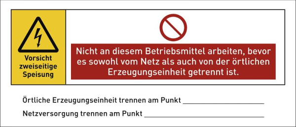 Moedel Warnhinweis für eine PV-Anlage (Photovoltaikanlage), Folie, 140x60 mm, 57280