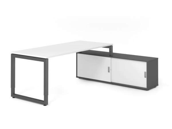 Hammerbacher Aufsatz-Schreibtisch RSE19, 180x80cm, Platte: Weiß, 25mm dick, Rahmen Graphit, höheneinstellbar, Ahorn, SB/W/G/G/W, VRSE19SB/W/G/G/W