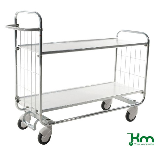 Kongamek Kommissionierwagen Serie 8000, 1395 x 470 x 1120 mm, 2 Böden, KM8000-2XL-CL