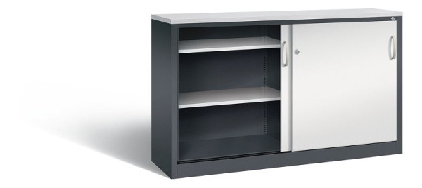 C+P Sideboard mit Schiebetüren Acurado, H1000xB1600xT400mm, Farbe: Schwarzgrau / Lichtgrau, Bügelgriff, 2146-00 S10158