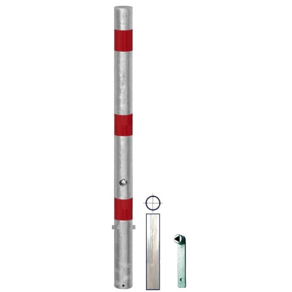 STEIN HGS Absperrpfosten SPU 604, natur, Gesamtlänge 1162 mm, Kettenöse (geschlossen), geschraubt, eine Öse Position A, 78189.0004