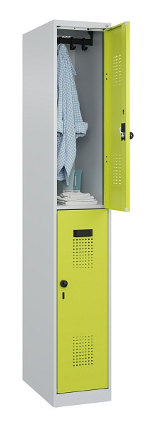 C+P Doppelstöckiger Spind Evolo PLUS, 2 Fächer, 1850x300x500mm, 7035/0024, Drehriegel, 049300-10 S10015