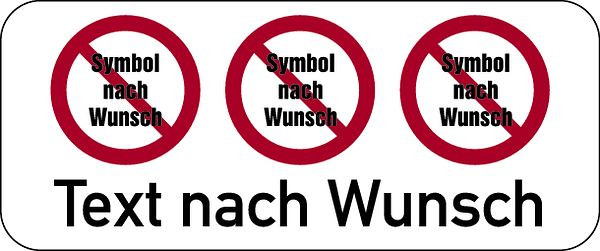 Schilder Klar Spiel- und Sportverbotsschild mit Symbol u. Text nach Wunsch, 600x250x2 mm Aluminium 2 mm, 1003/32