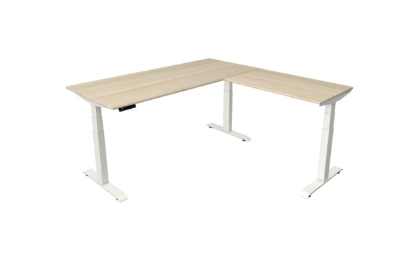 Kerkmann Steh-/Sitztisch Move 4 neu 180 x 80 cm mit Anbau 100 x 60 cm Gestell weiß, Tischplatte Ahorn, 10093150