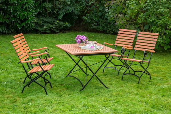 Merxx Schlossgarten Set 5-teilig, 4 Schlossgarten Klappsessel mit hoher Lehne, 1 Schlossgarten Klappausziehtisch, 100 (150) x 90 cm, 50164-217