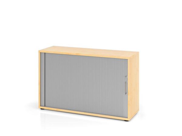 Hammerbacher Rollladenschrank 1732S BS, 2 OH, Korpus: Ahorn / Rollladen: Silber, 120 x 40 x 74,8 cm (BxTxH), V1732S/3/S/BS