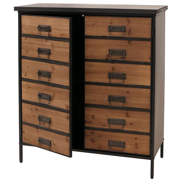 Mendler Apothekerkommode HWC-O79, Schrank Highboard Staufächer, Vintage Shabby-Look 94x80x35cm, natur, 139300