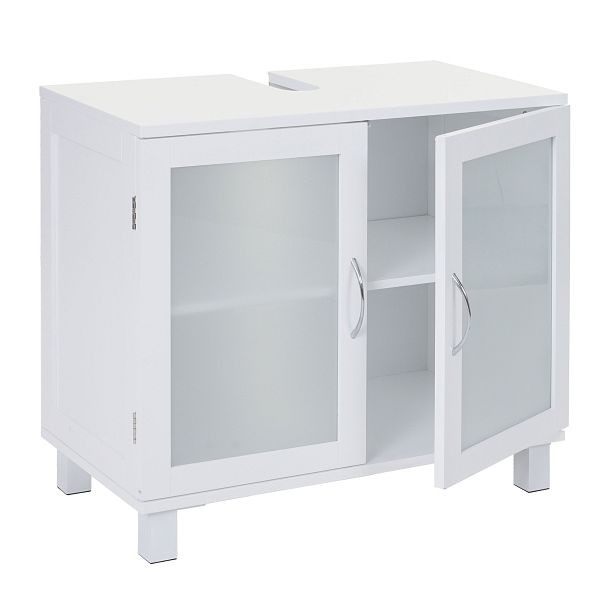 Mendler Waschbeckenunterschrank HWC-B42, Badschrank mit Staufach, 60x65x33cm weiß, 60375
