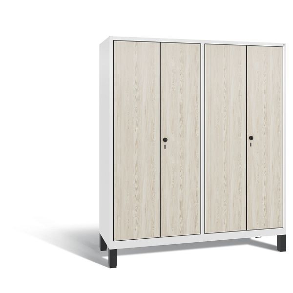 C+P Spind Evolo, 4 Abteile, H1850xB1590xT500 mm, Weiß/MDF Esche, 48012-42 S10216