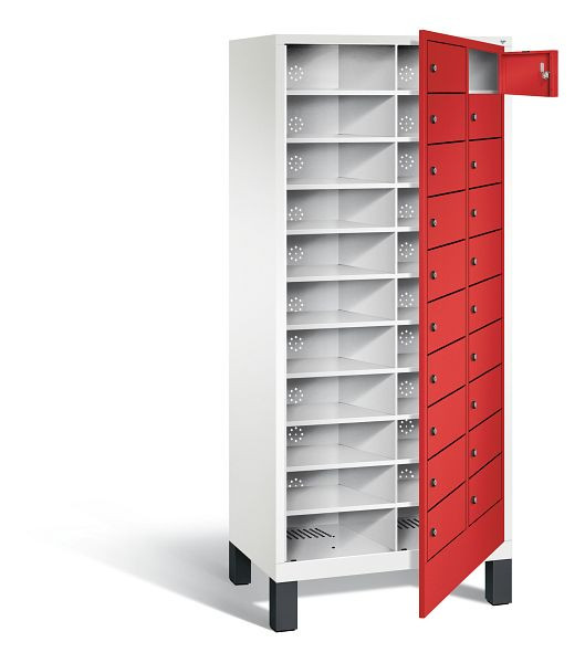 C+P Wäsche-Sammelschrank Evolo, H1850xB810xT500mm, Farbe: Verkehrsweiß / feuerrot, 48060-210 S10139