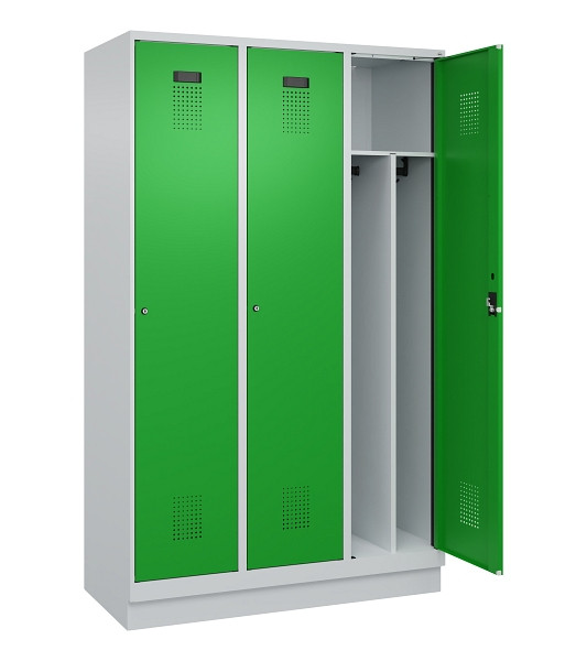 C+P Spind Evolo PLUS, mit Sockel, 3 Abteile, 1950x1200x500mm, 7035/6037, Verschluss Zylinderschloss, 049020-32F S10038