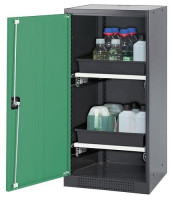 Produktbild von asecos Chemikalienschrank Systema-T CS-52L, Korpus anthrazit, Flügeltüren grün, 2 Tablarauszüge, 208624 asecos Chemikalienschrank Systema-T CS-52L, Korpus anthrazit, Flügeltüren grün, 2 Tablarauszüge, 208624