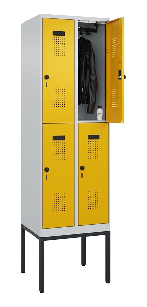 C+P Doppelstock-Spind Evolo PLUS, Gestell, 4 Fächer, 2120x600x500mm, 7035/1004, Drehriegel, 0493307-20 S10000
