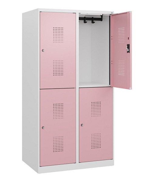 C+P Doppelstöckiger Spind Evolo PLUS, 4 Fächer, 1530x800x500mm, 9016/3015, Zylinderschloss, 0493005-22 S10048