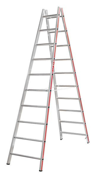 HYMER Sprossenstehleiter, beidseitig begehbar, 2x10 Sprossen, Länge 2,88 m, 402320