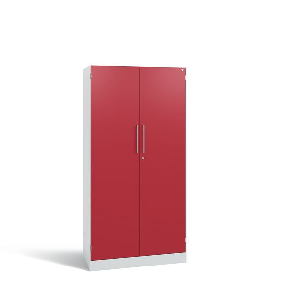 C+P Flügeltürenschrank Asisto, H1635xB800xT435 mm, Grau/Rubinrot/DBS Hellgrau, 141013-000 S10149