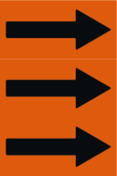 Schilder Klar Fließrichtungspfeile gemäß DIN 2403, orange/schwarz, 33000x50 mm Folie selbstklebend, 129314/00
