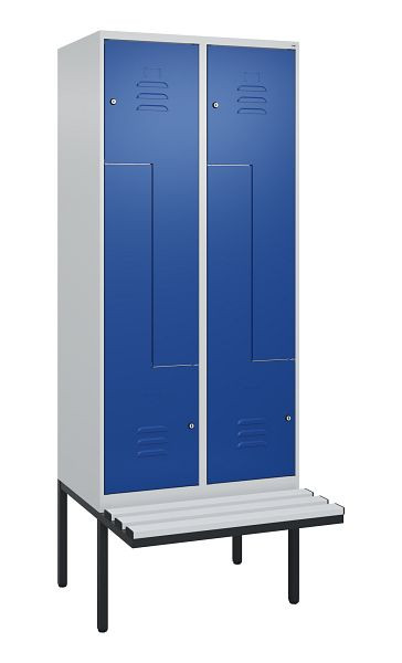 C+P Z-Spind Classic PLUS, Bank, 4 Abteile, 2120x800x815mm, 7035/5010, Zylinderschlösser, 0800437-224 S10048