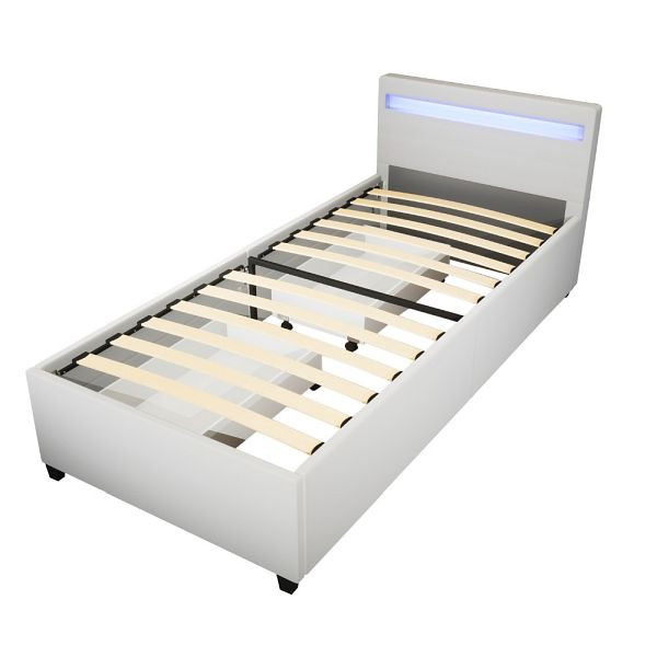 HOME DELUXE LED Bett NUBE mit Schubladen - 90 x 200 cm weiß, 51088
