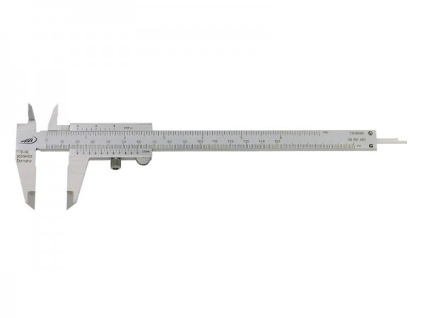 HELIOS PREISSER Taschenmessschieber, rostfreier Stahl, Feststellschraube, parallel, V-Führung, 1/20-1/128, 150 x 40mm, 203501