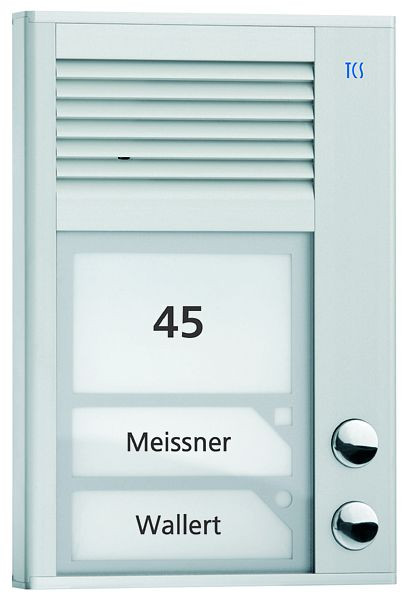 TCS Türkontrollsystem Audio Außenstation Serie PAK 2 Klingeltasten (rechtsbündig), AP silber, PAK02-EN