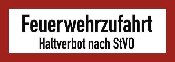 Moedel Feuerwehrzufahrt Haltverbot nach StVO, Aluminium, reflektierend RA1, 594x210 mm, 57711