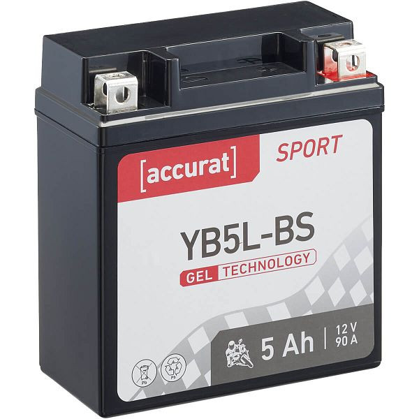 Accurat Sport GEL YB5L-B Motorradbatterie 5Ah 12V 90A YB5L-BS, MBG-YB5L