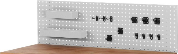 RAU Lochplatte zur Werkbankmontage, 2500(2x1250)x15x450mm, 4 Kästen 12 Halterungen, 09-L2500DM-01.12