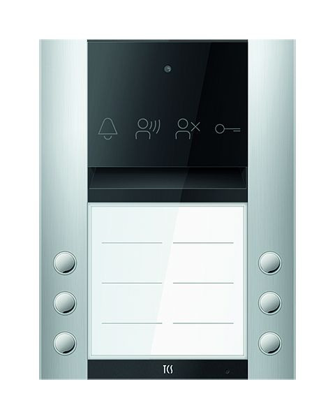TCS Türkontrollsystem PES PRO Audio Außenstation 6T 2Saplten AP EN silber, ASA110206-0010