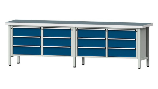 ANKE Werkbänke Kastenwerkbank, Modell 108 V, 2800 x 700 x 850 mm, RAL 7035/5010, UBP 50 mm, 301.454